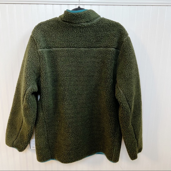 Eddie Bauer NWT Loden Green High Pile Full Zip Chilali Sherpa Jacket Men’s Large - Picture 2 of 8